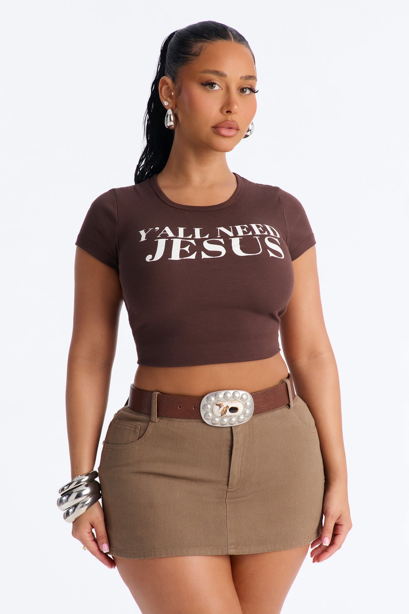 Y'all Need Jesus Baby Tee - Chocolate