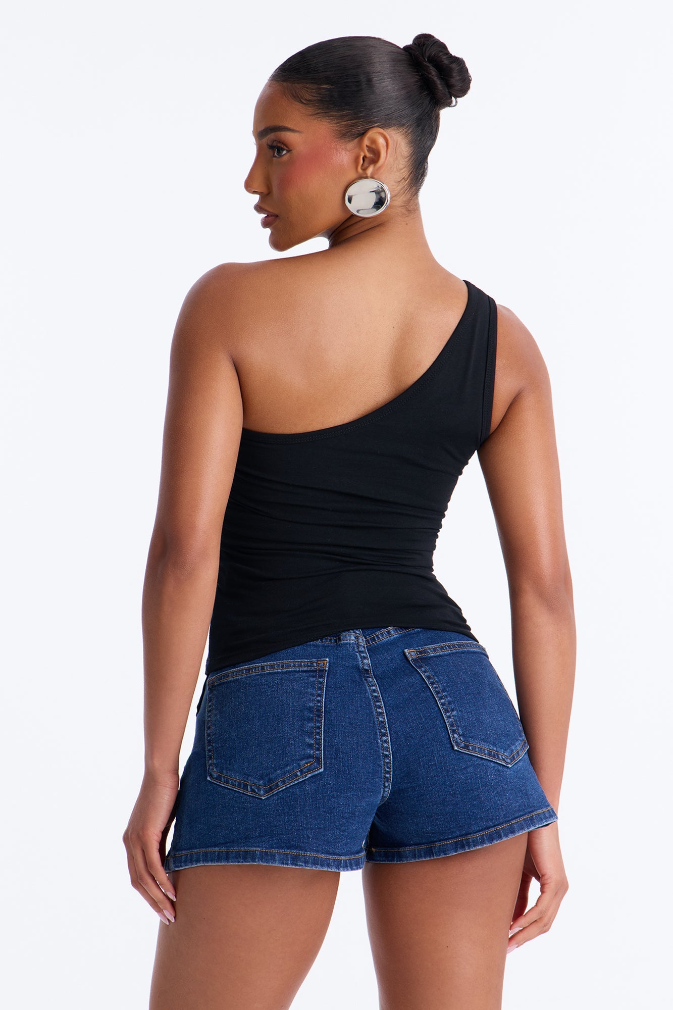 Von Dutch Rocker One Shoulder Tank With Studs - Black