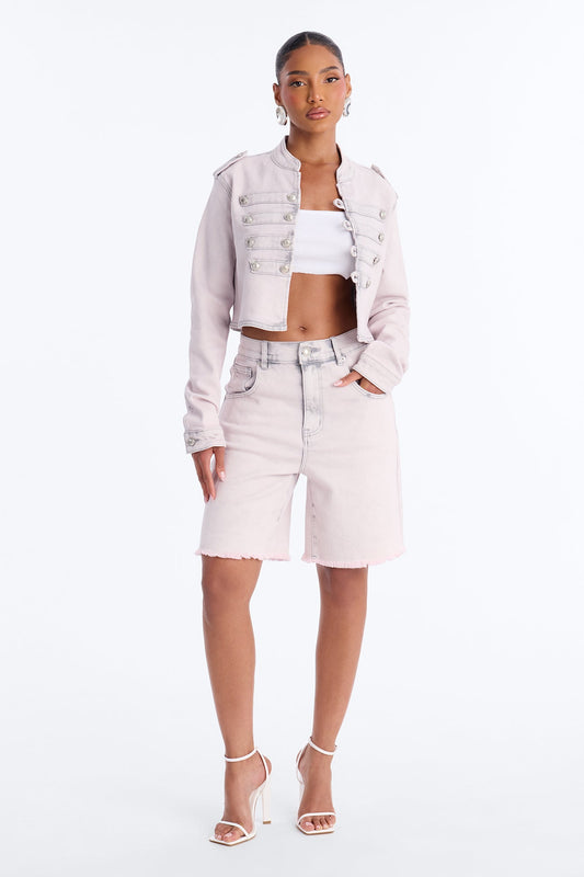 Pink Parade Denim Bermuda Shorts - Pink