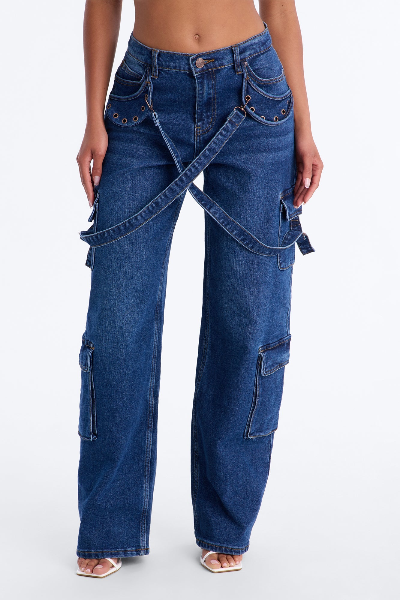 Southpole Loose Cargo Jeans - Dark Wash