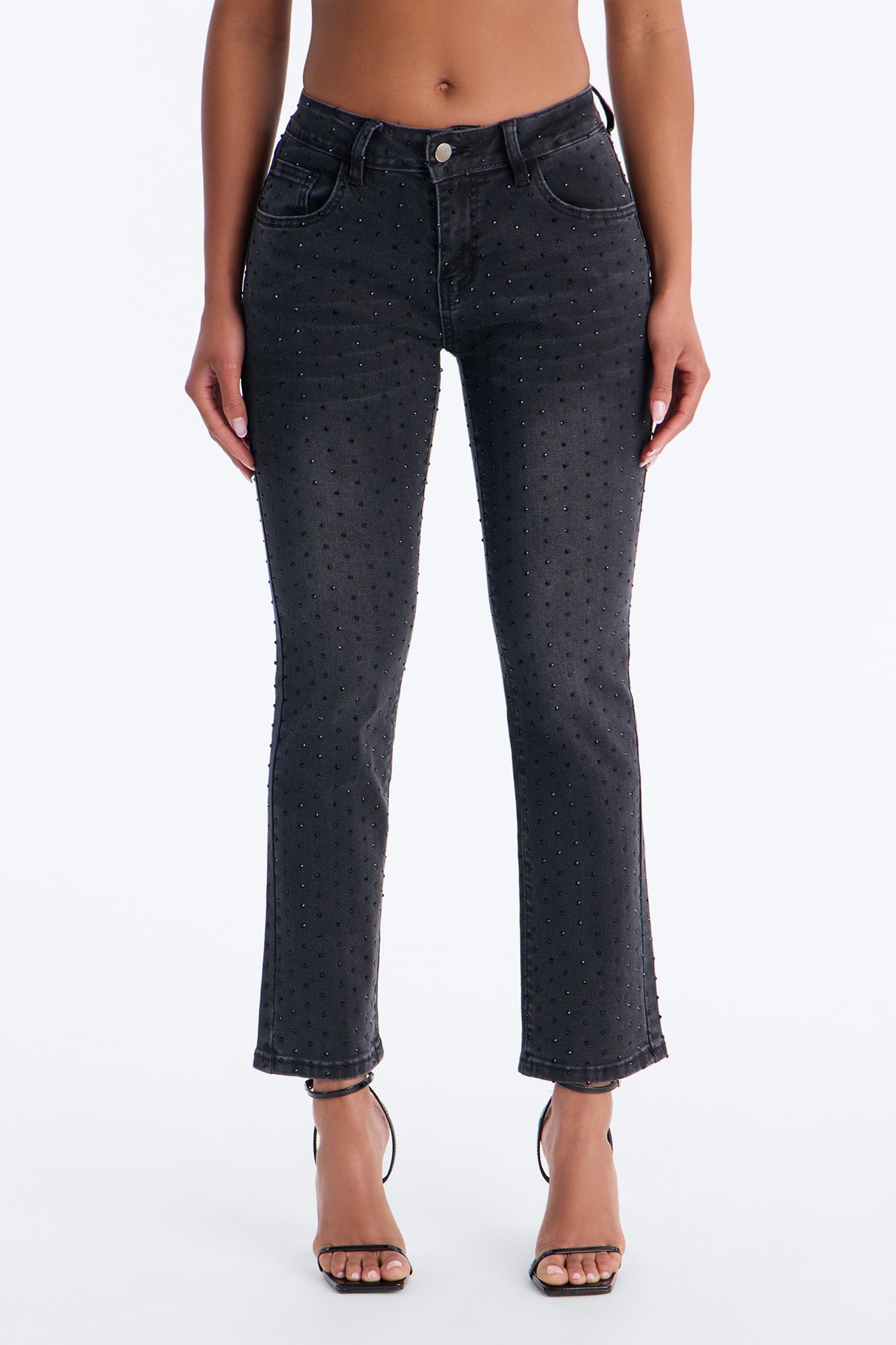 Tabloid Tease Capri Mini Flare Jeans - Black Wash