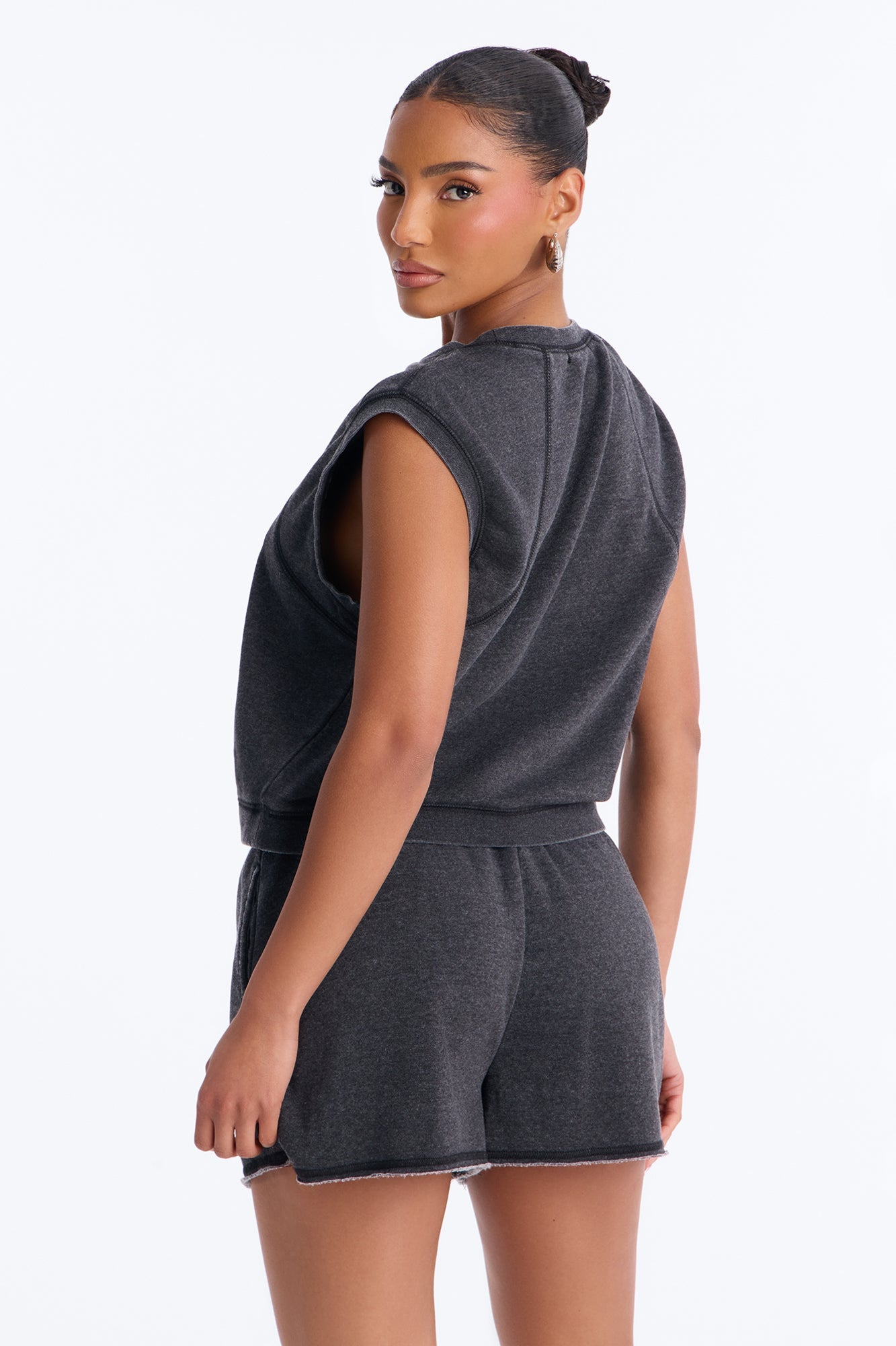 Bree Casual Sweatshort Set - Black