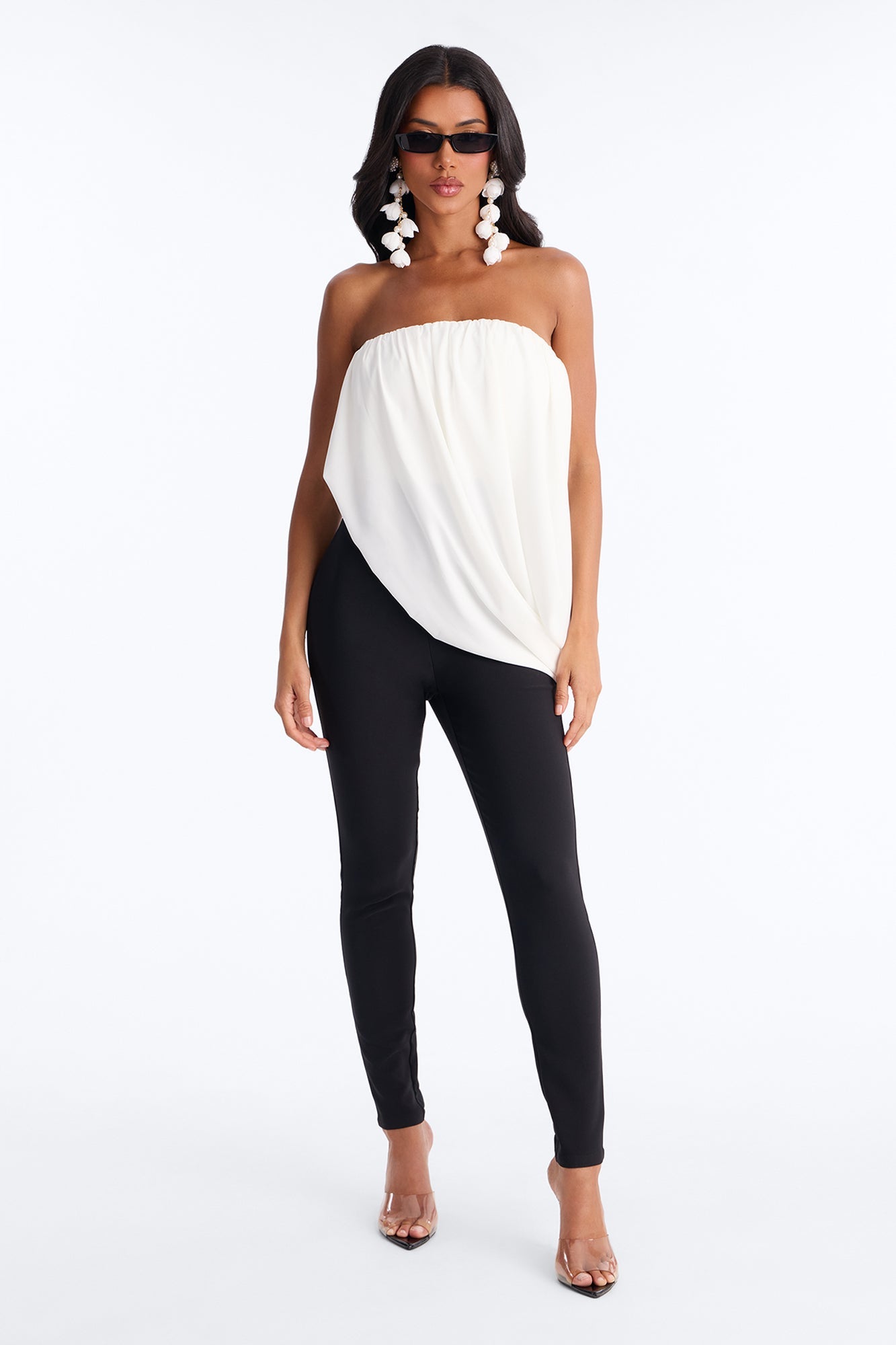 Briana Draped Skinny Leg Jumpsuit - Black/White