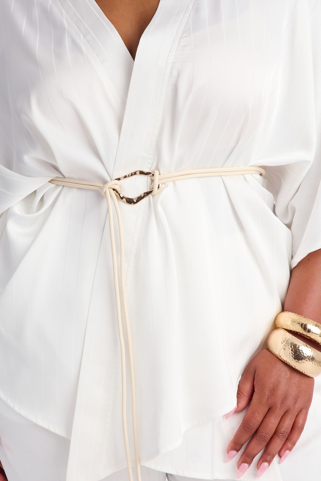 Draped In Elegance Satin 3 Piece Pant Set - Ivory