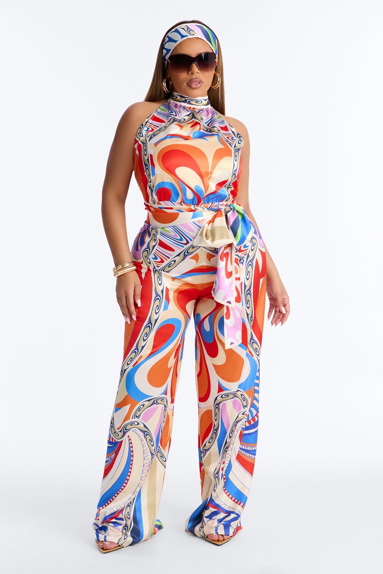 Painted Dream Abstract 2 Piece Satin Jumpsuit - Multi Color Fashion Nova