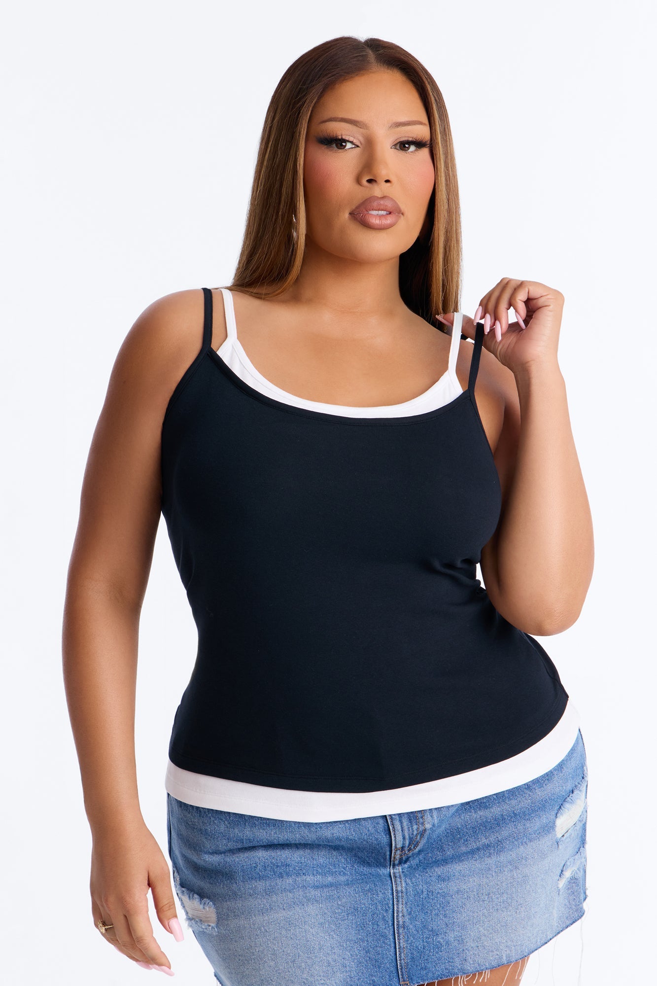 Soho Babe Double Layered Cami Top - Black/White