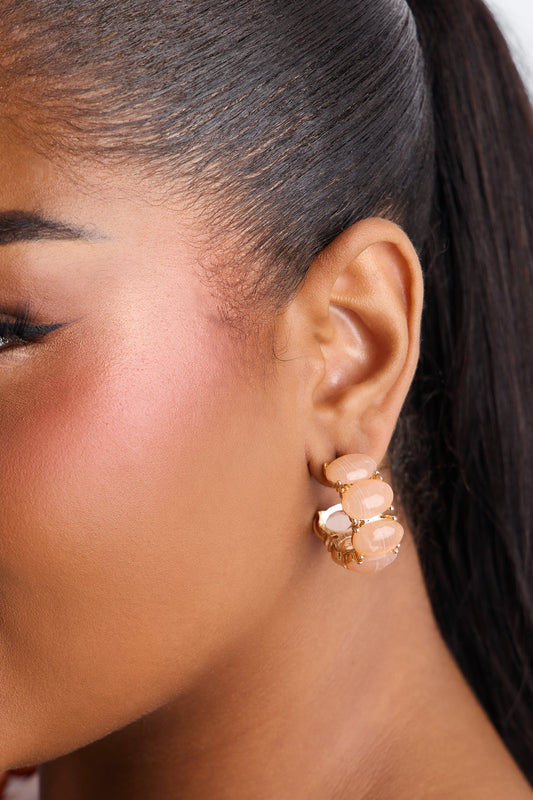 Coastal Getaway Hoop Earrings - Gold/Pink