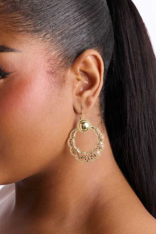 Enchanted Filigree Earrings - Gold Fashion Nova