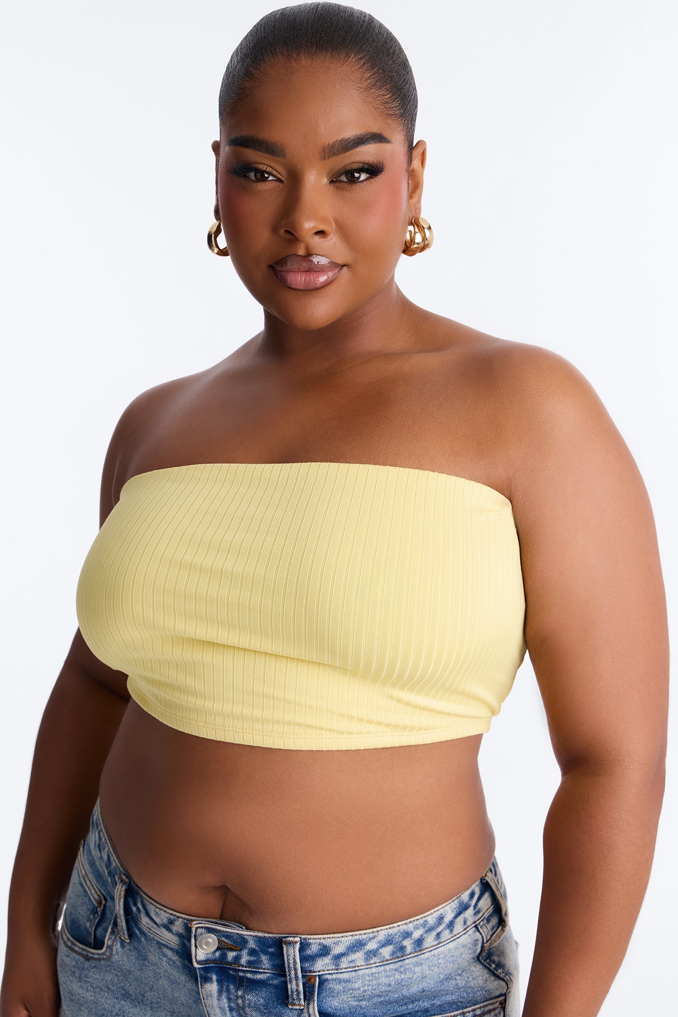 Masha Double Lined Ribbed Tube Top - Butter Yellow