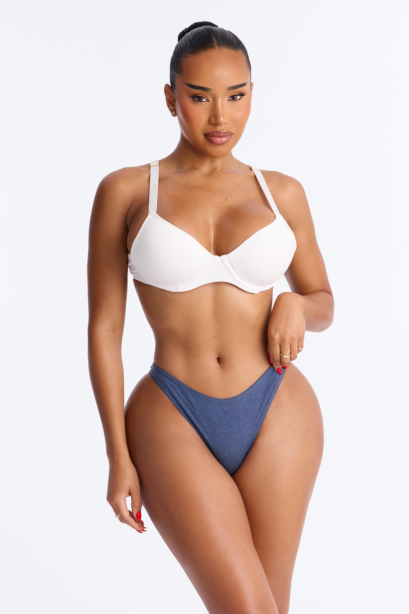 Nova Cotton High Leg Bikini Panty - Heathered Blue