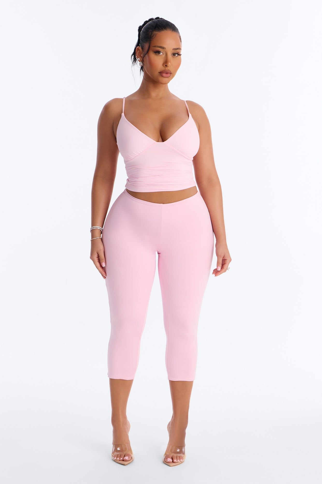 Contour Double Lined Capri Pant - Light Pink