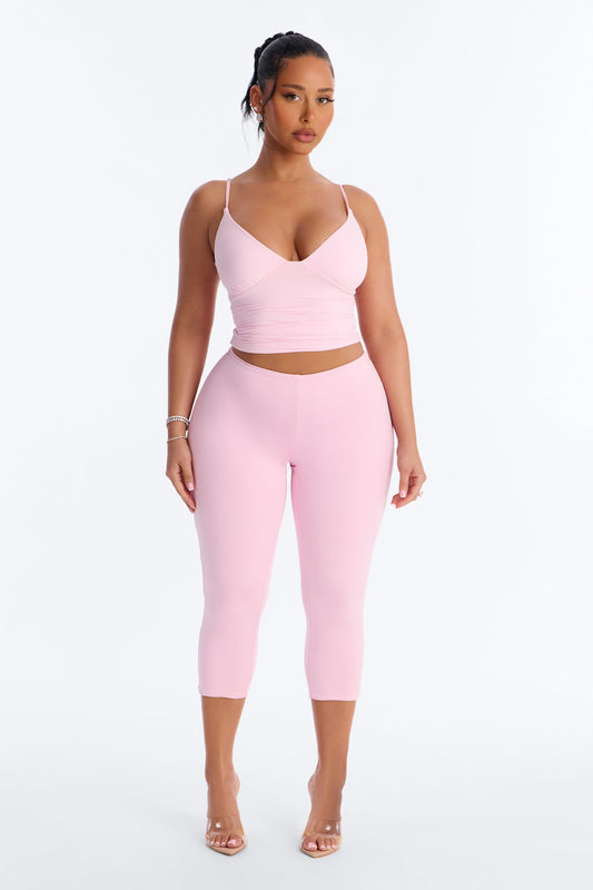 Contour Double Lined Capri Pant - Light Pink