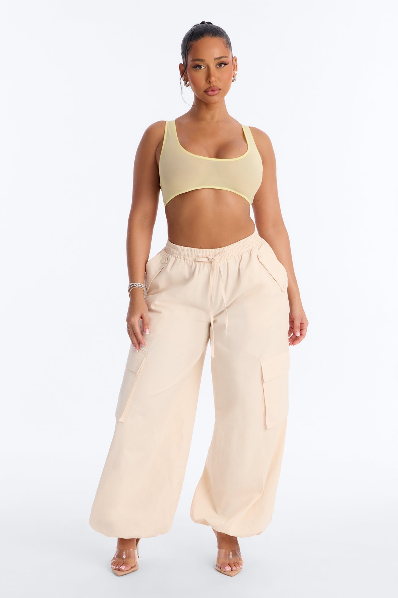Power Mesh Racerback Bra Top - Yellow