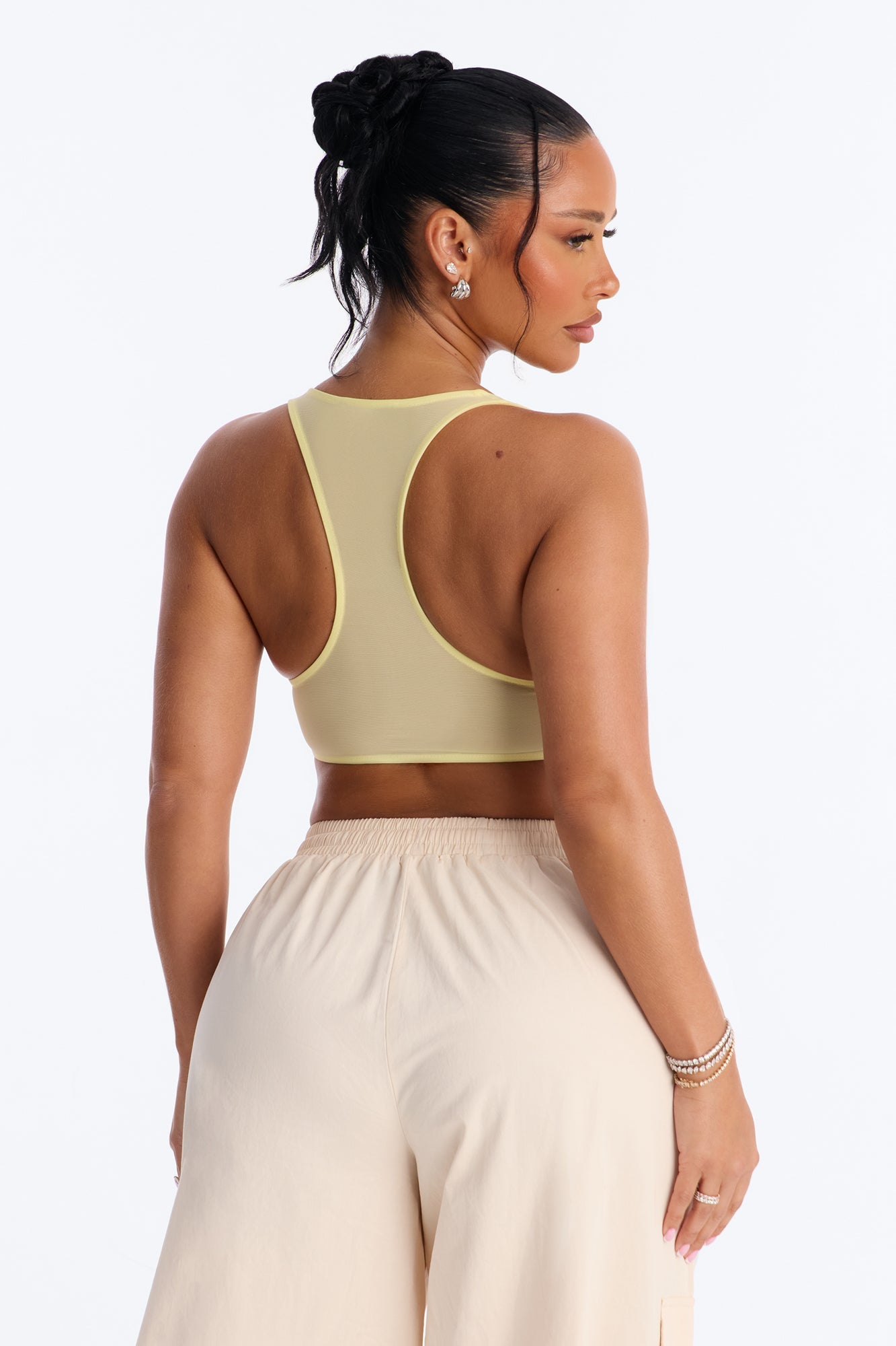 Power Mesh Racerback Bra Top - Yellow