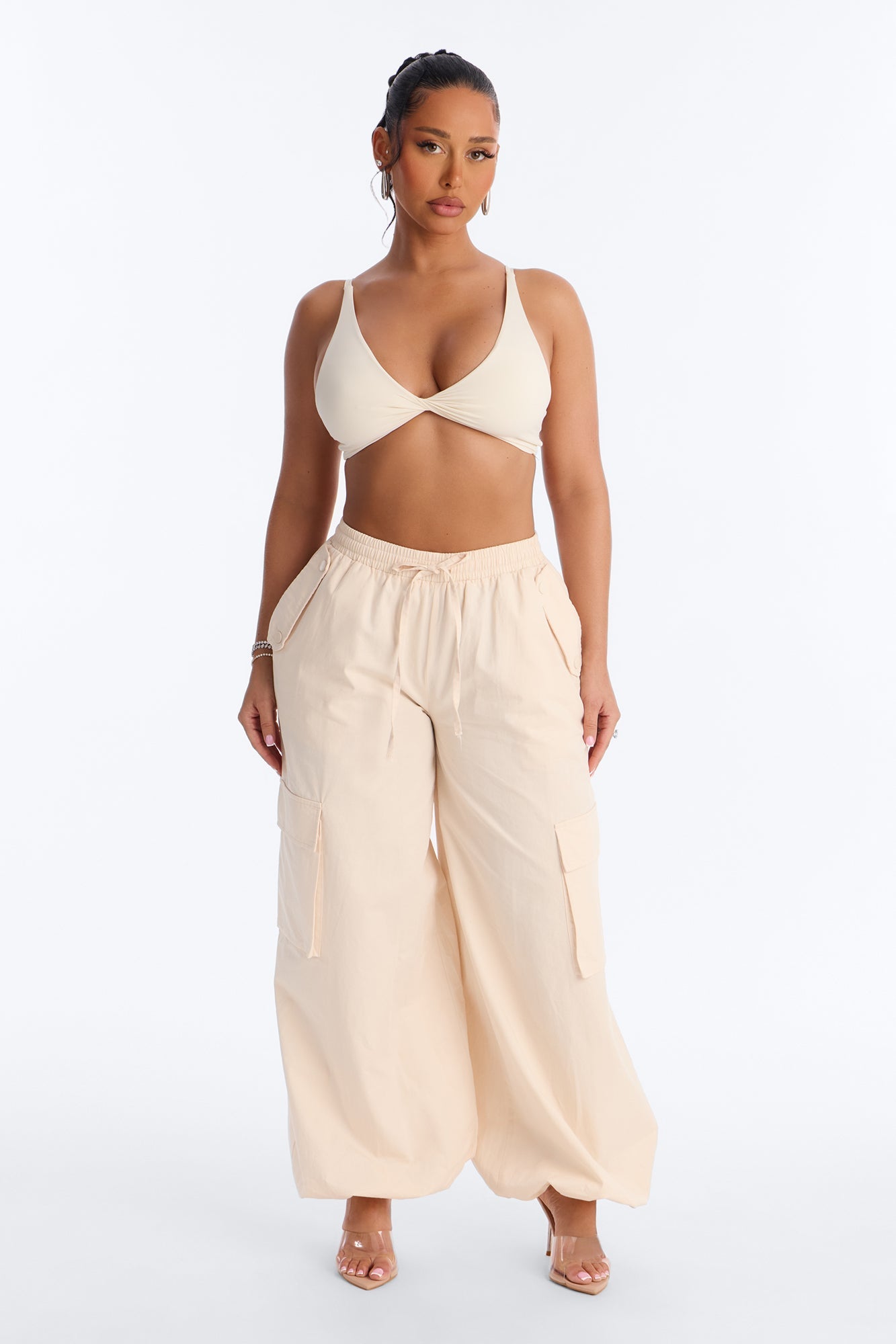 Second Skin Deep V Neck Bra Top - Bone