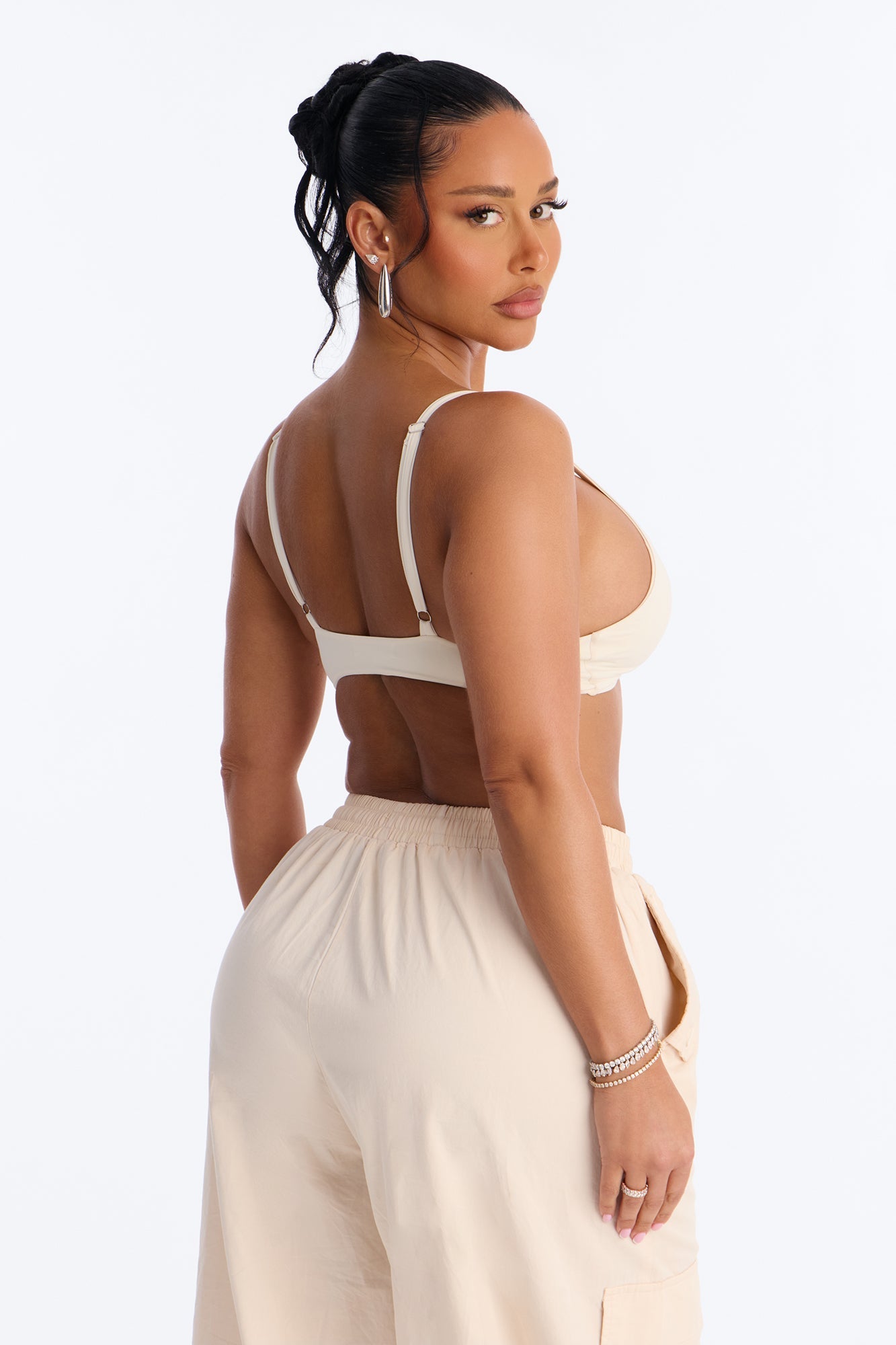 Second Skin Deep V Neck Bra Top - Bone