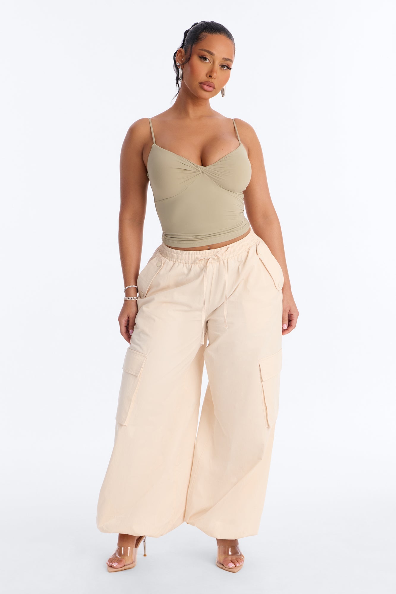 Second Skin Double Lined Twist Cami - Olive