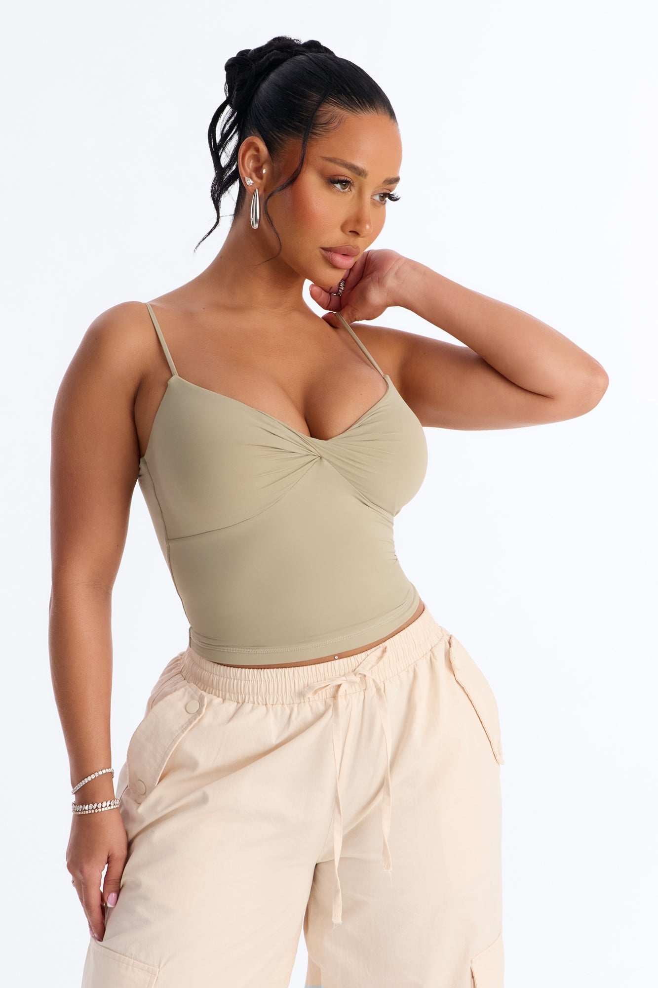 Second Skin Double Lined Twist Cami - Olive