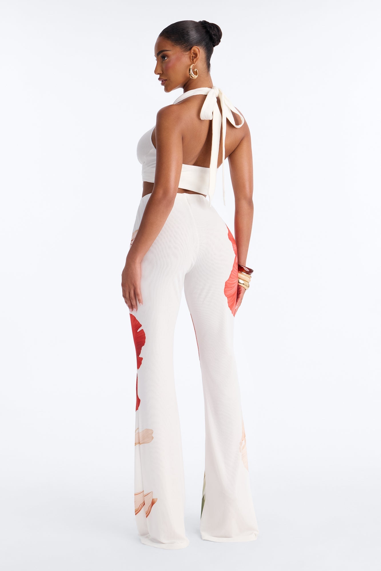 Taylor Double Mesh Skinny Flare Pant - White/combo