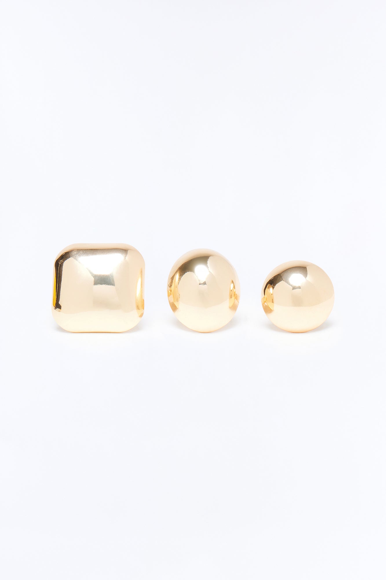 Moon Stone 3 Piece Ring Set - Gold