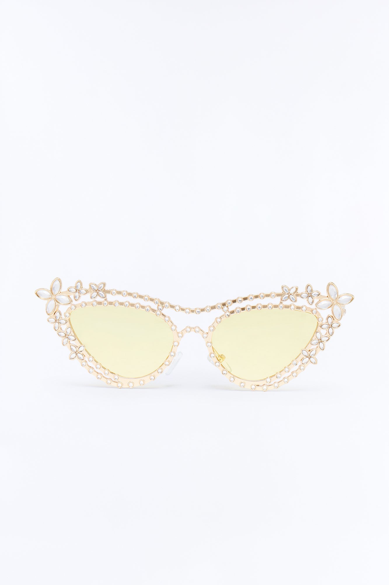 Poppy Rhinestone Sunglasses - Gold/Yellow