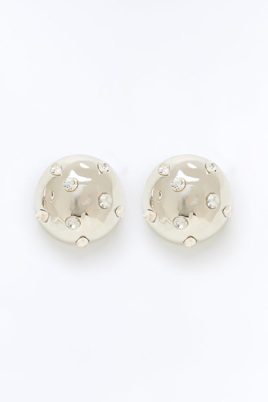 Moon Rocks Stud Earrings - Silver