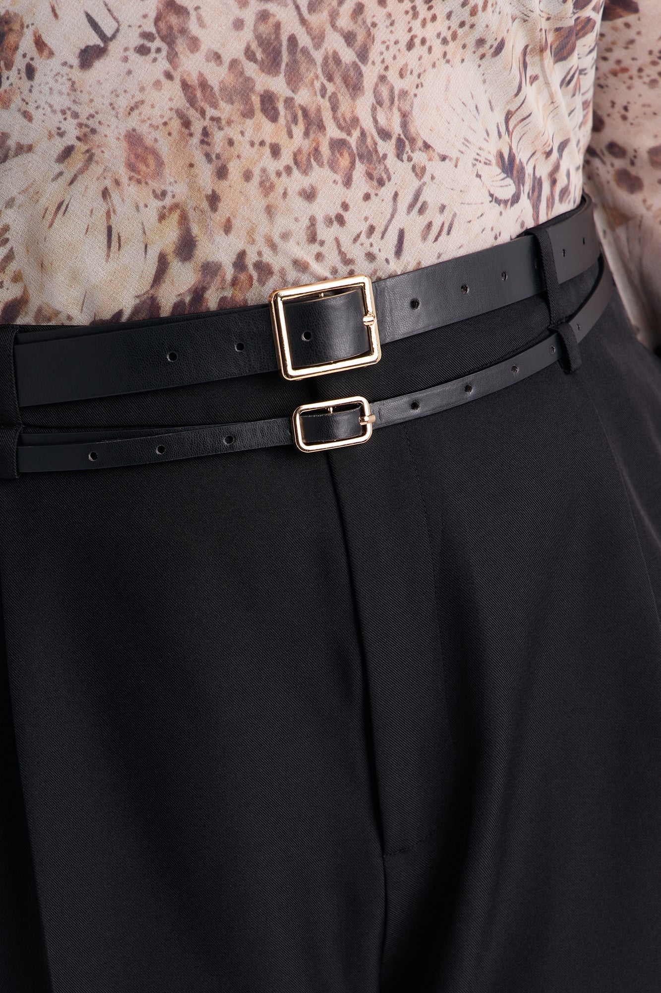 Geraldine Belted Wide Leg Trousers 33″ - Black