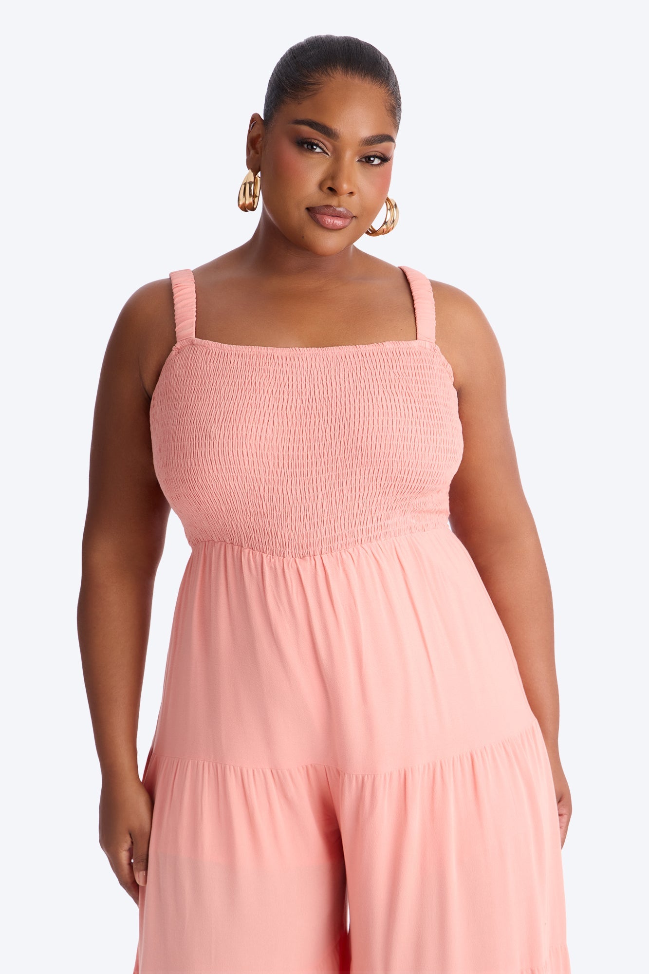 Risa Tiered Wide Leg Jumpsuit - Coral