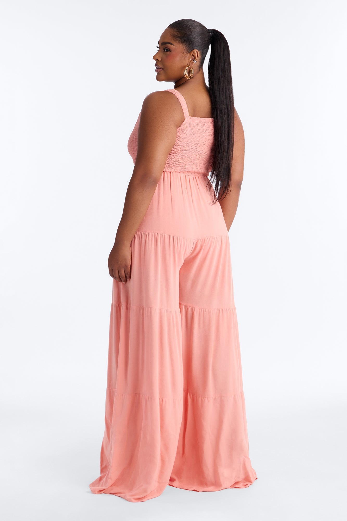 Risa Tiered Wide Leg Jumpsuit - Coral