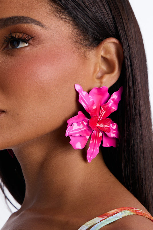 Aloha Babe Floral Earrings - Pink/combo Fashion Nova