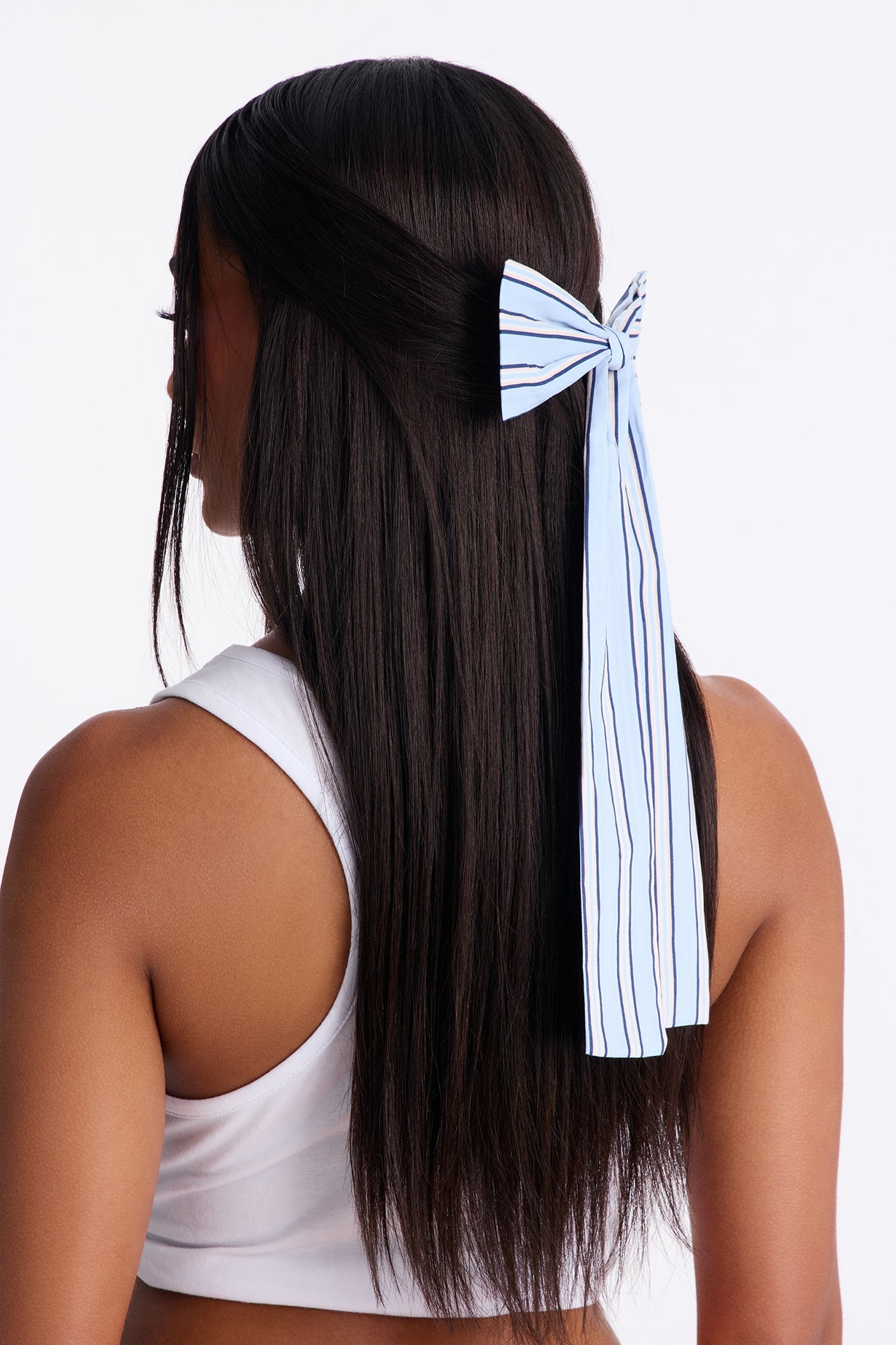 Line Up Bow Hair Clip - Blue/combo