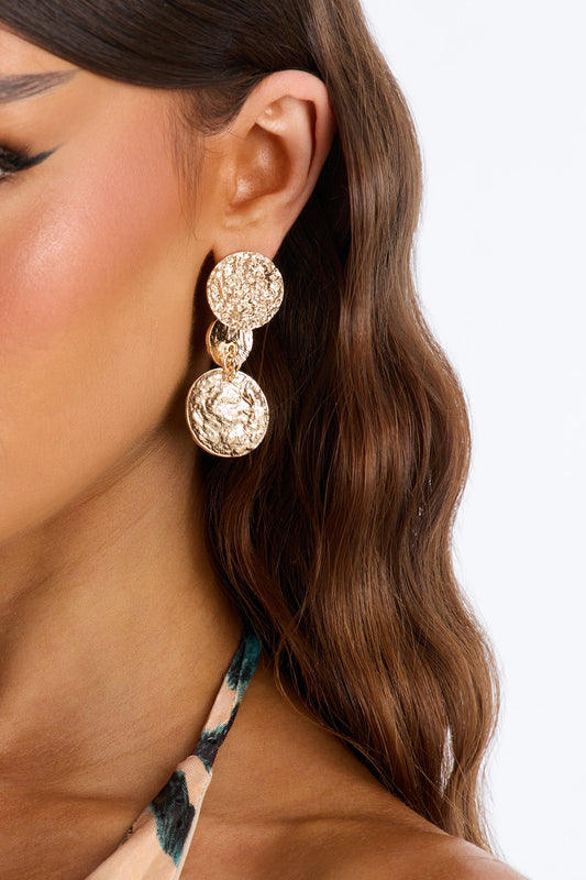 Drop Them Textured Drop Earrings - Gold