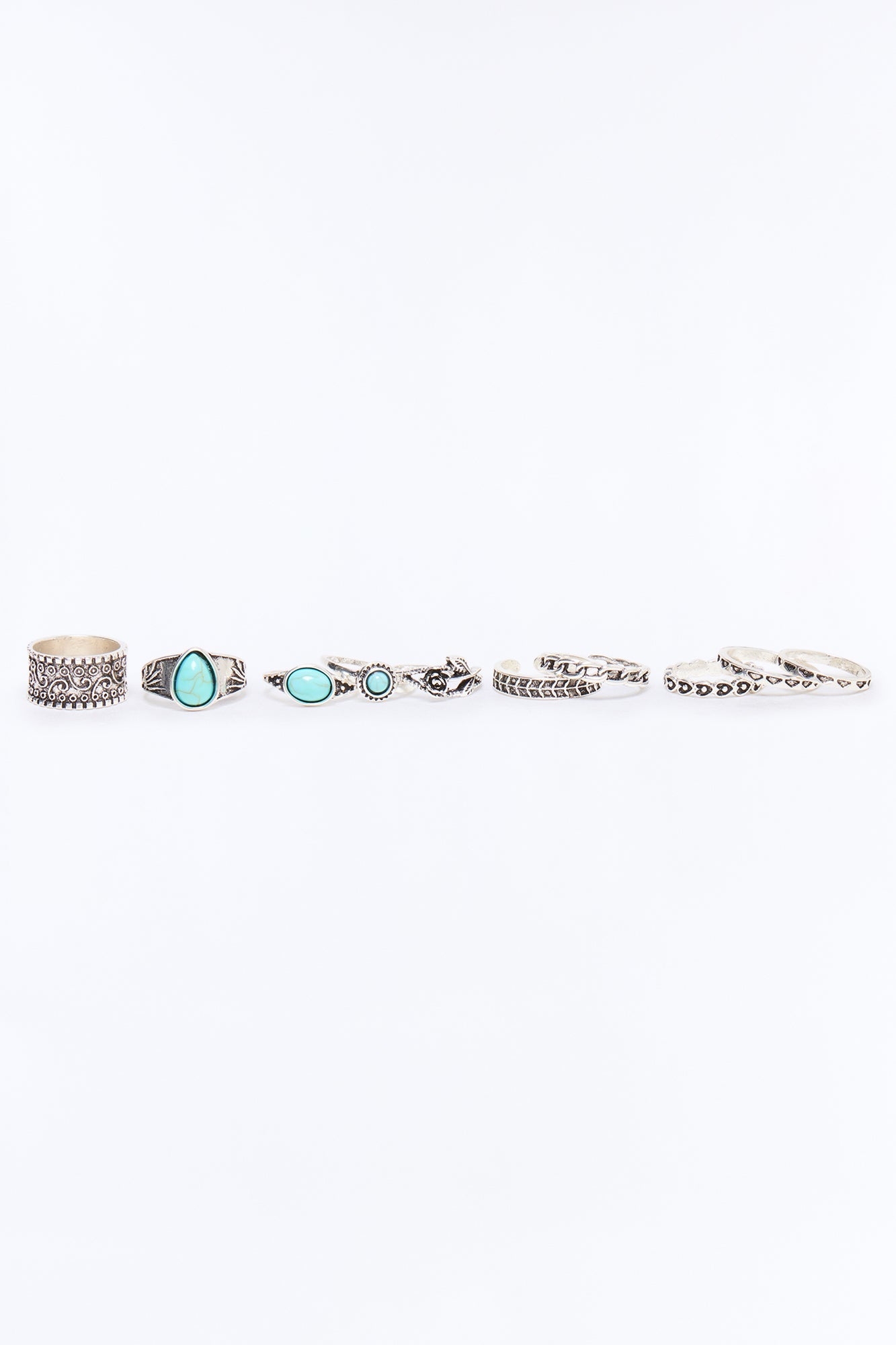 Jordina 10 Piece Multi Ring Set - Turquoise