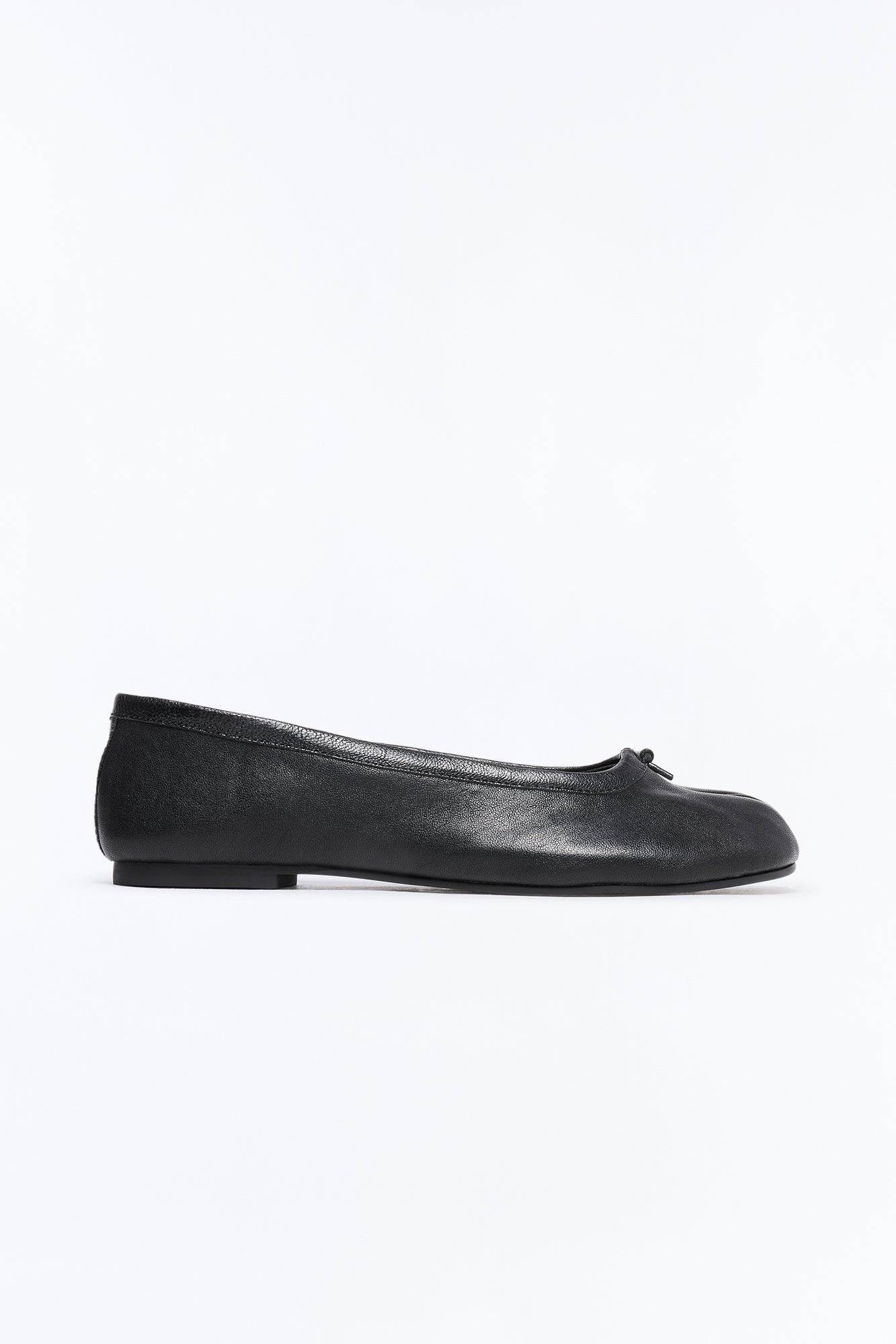 Steve Madden Calico Black Leather Split Toe Tabi Ballet Flat - Black