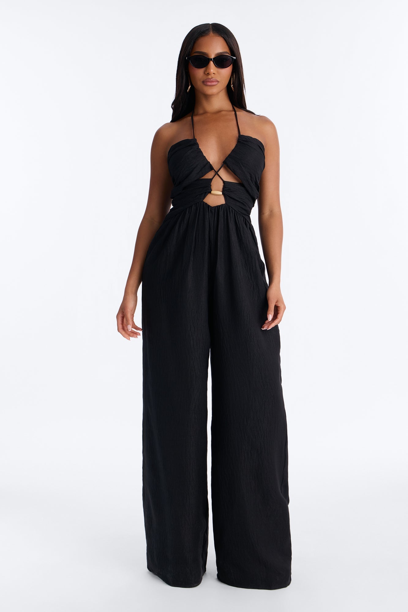 Grayson Strappy Wide Leg Jumpsuit - Black