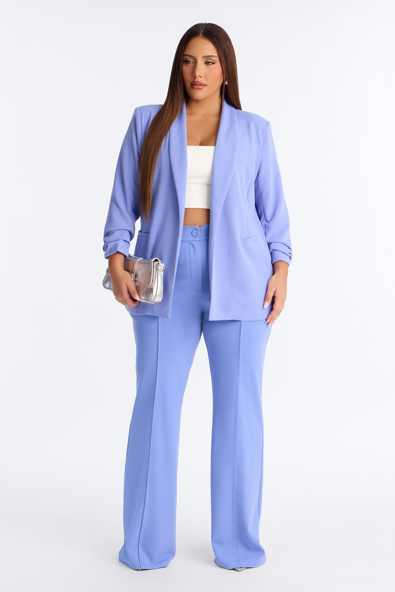 Tall Heidi Wide Leg Trouser Pant - Periwinkle