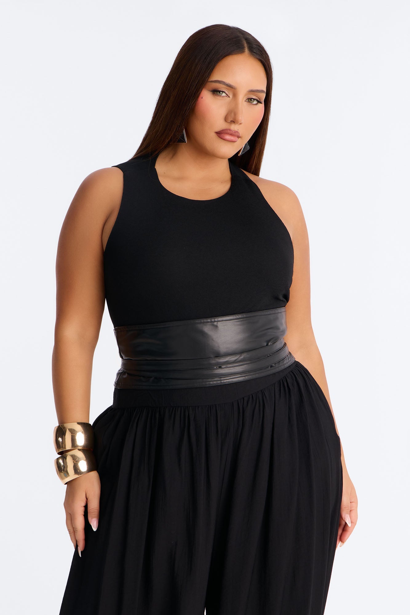 Tiana 3 Piece Belted Balloon Pant Set - Black