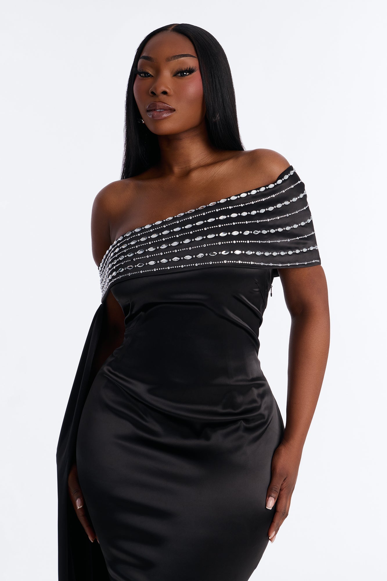 Dream Moment Satin Maxi Gown - Black