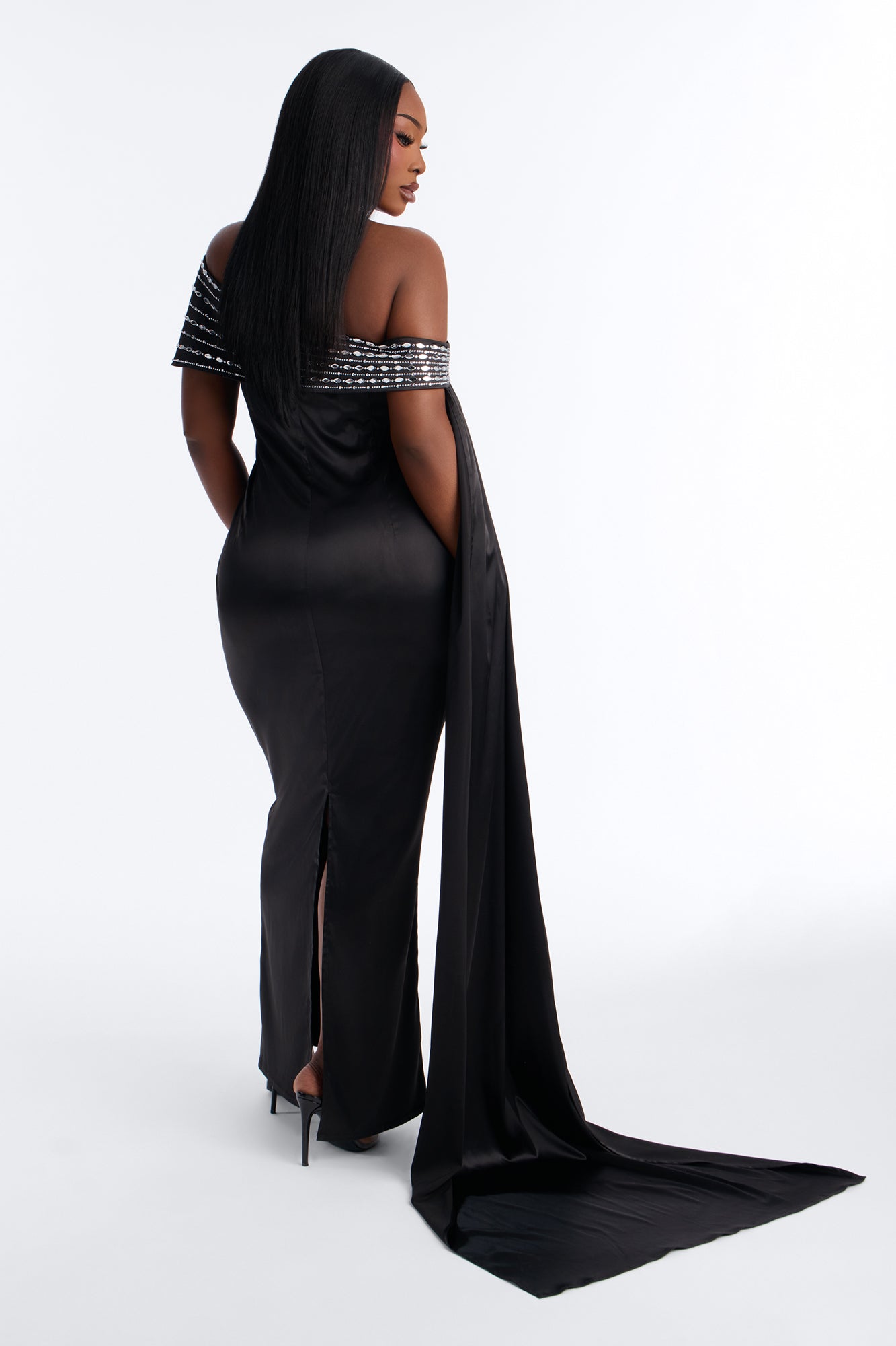 Dream Moment Satin Maxi Gown - Black
