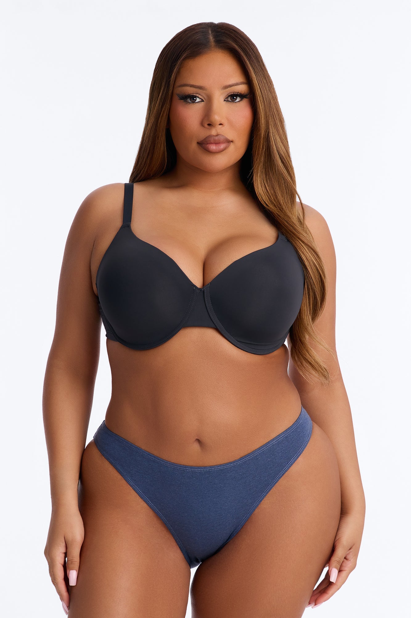 Nova Cotton High Leg Bikini Panty - Heathered Blue