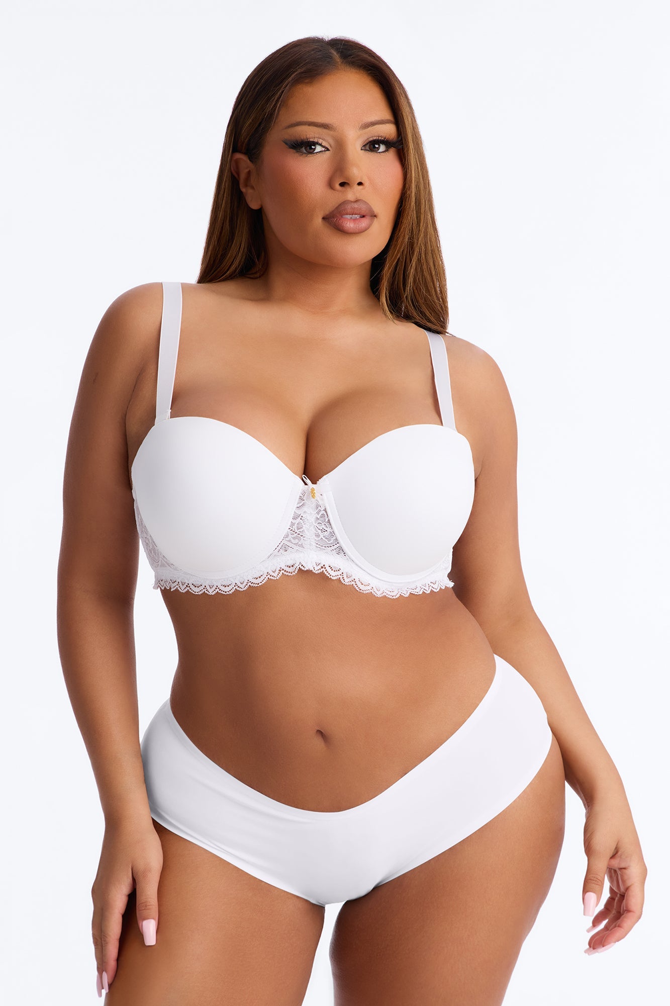 Unable To Stop Micro Cup Lace Strapless Push Up Bra - White