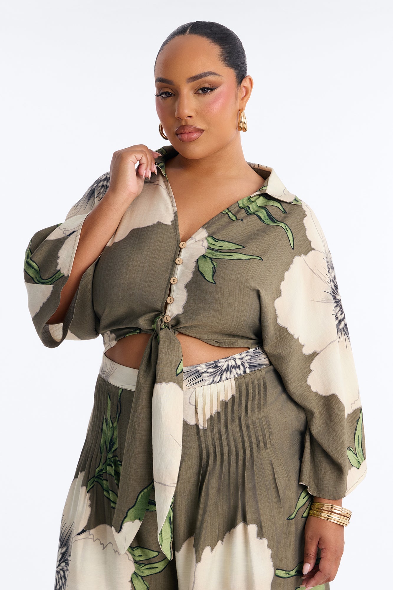 Vacation Vibe Floral Wide Leg Jumpsuit - Green