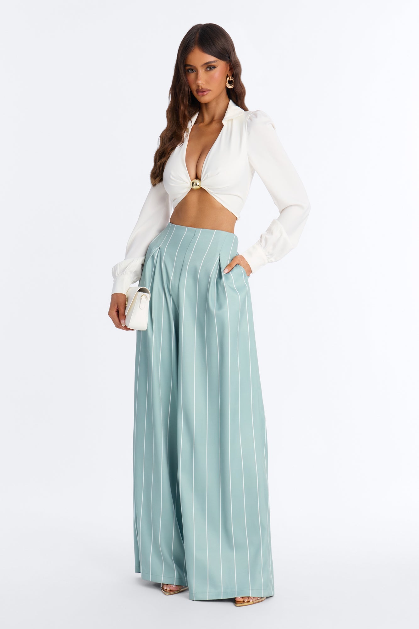 High Standards Pinstripe Trouser Pant 34″ - Sage