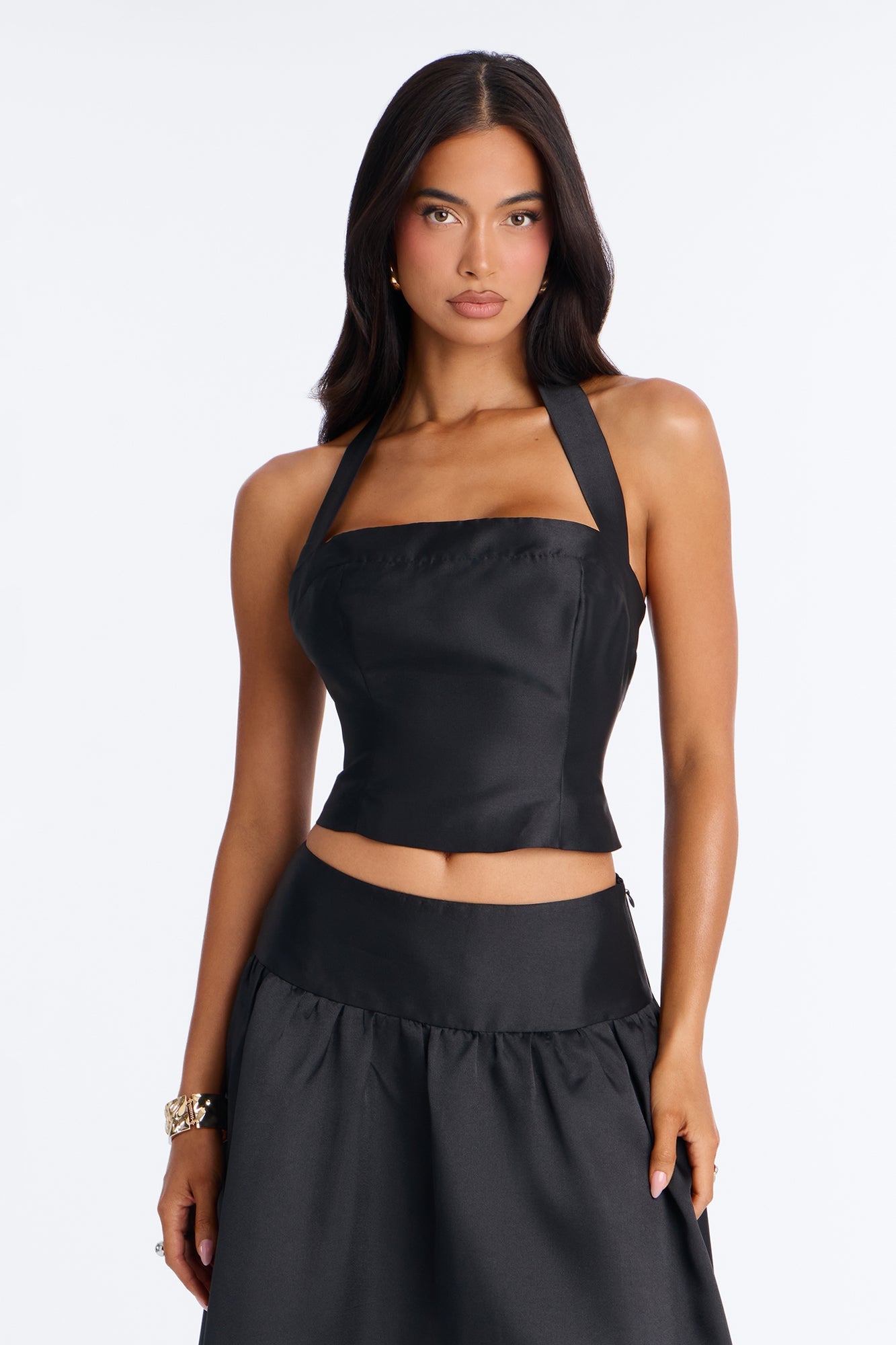 Margot Taffeta Midi Skirt Set - Black