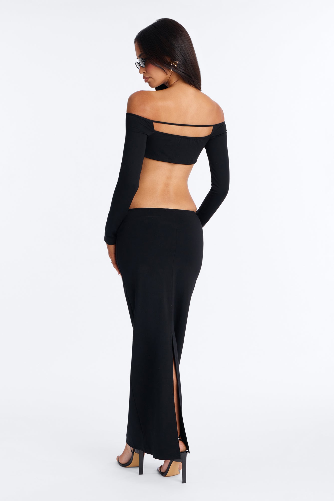 Rebel Ponte Maxi Skirt Set - Black