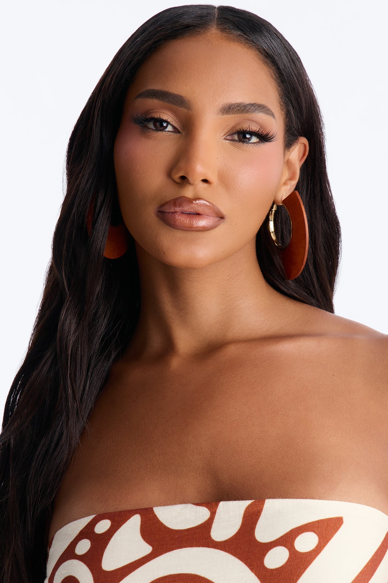 Harvest Moon Wood Hoop Earrings - Brown