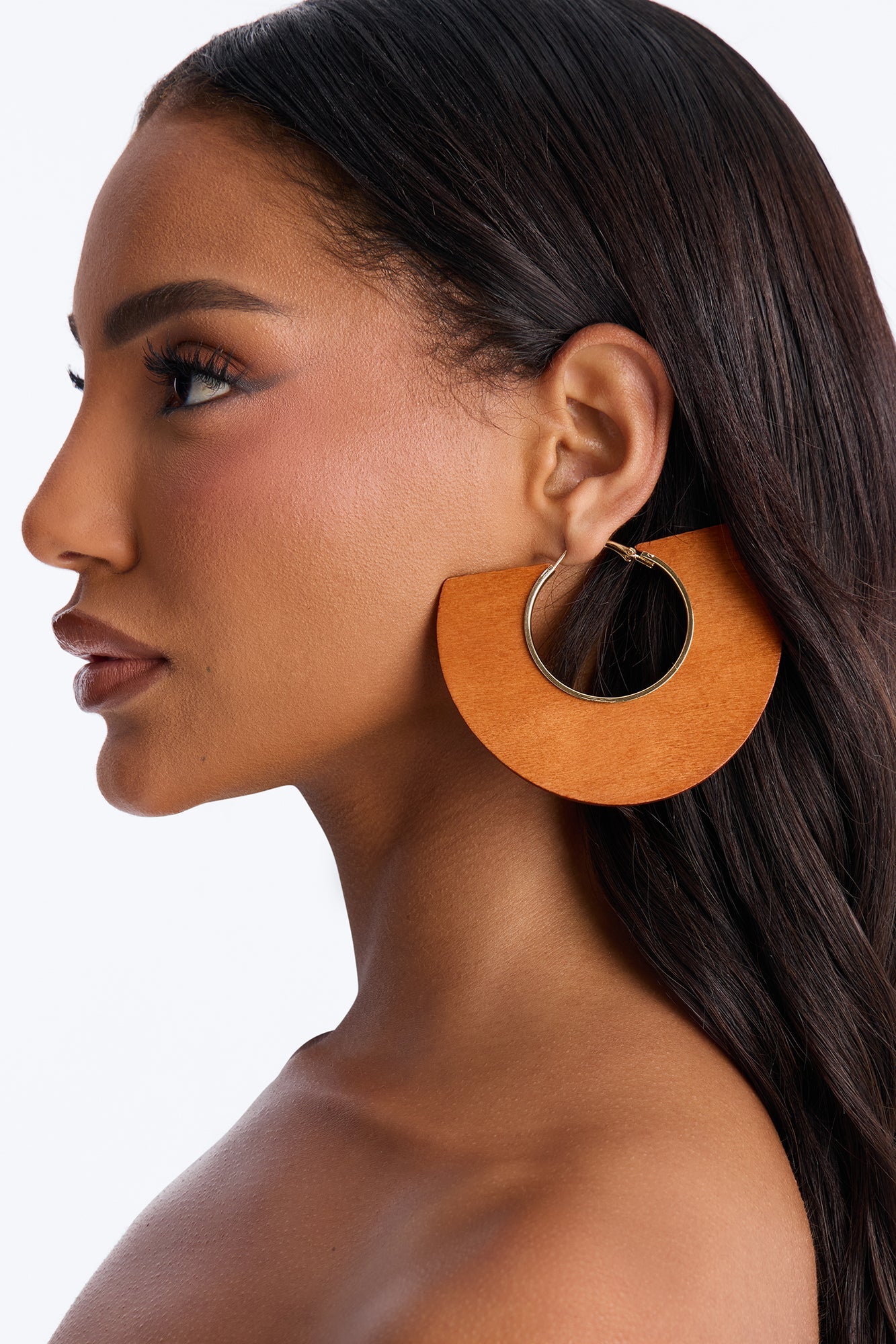 Harvest Moon Wood Hoop Earrings - Brown