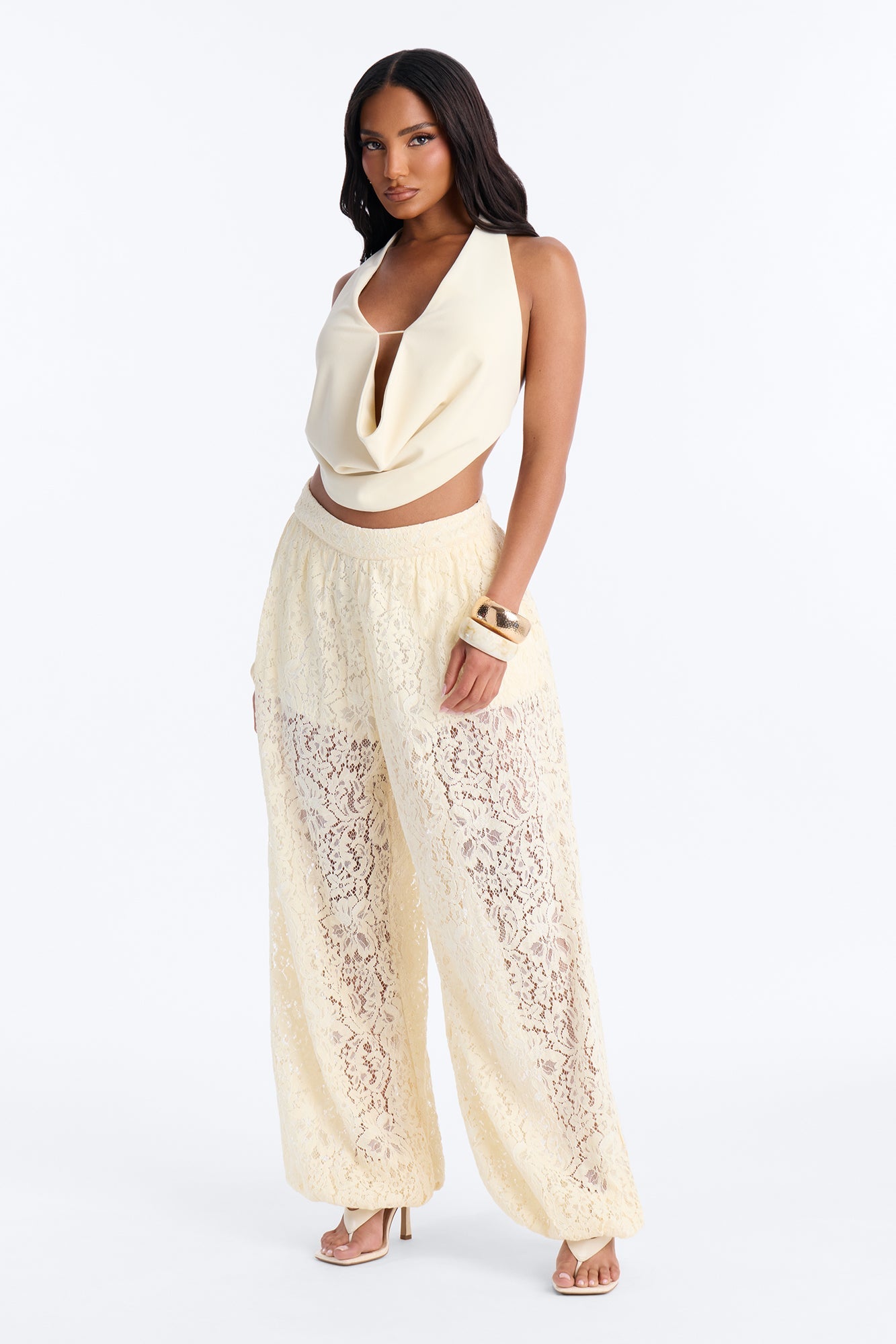 Barely A Secret Sheer Lace Balloon Pant 30″ - Ivory