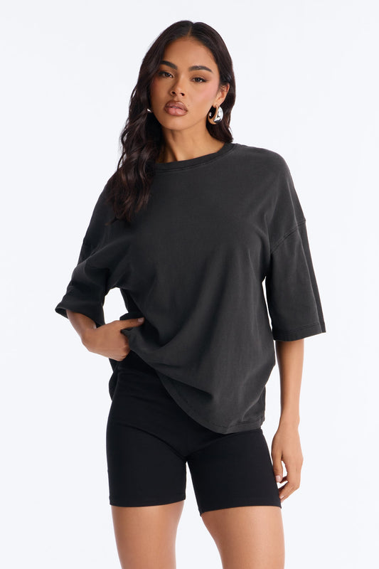 London Washed Oversized Short Sleeve T-Shirt - Black