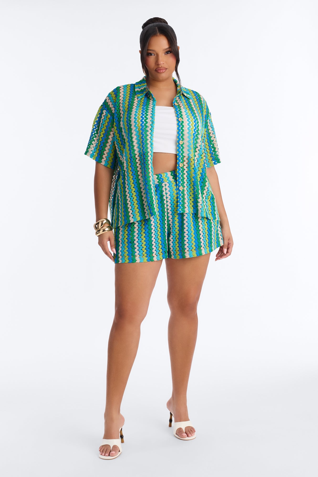 Marimar Crochet Short Set - Green/combo